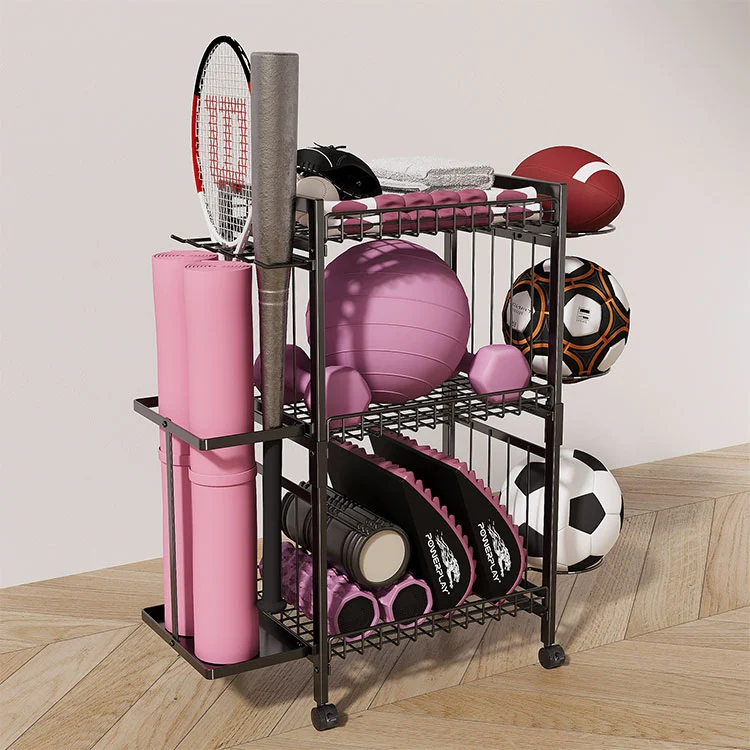 ชั้นเก็บเสื่อโยคะโลหะตั้งพื้น